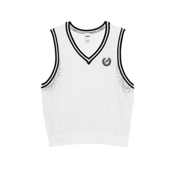 NWT Size Small VS PINK Cambridge Knit Cropped Vest - Picture 2 of 2